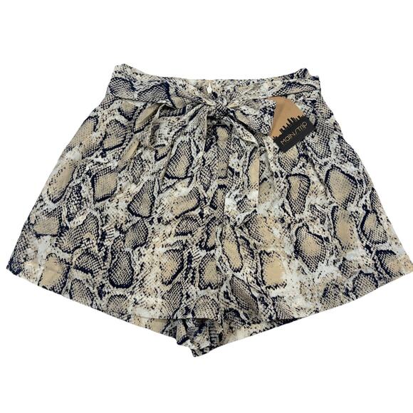 Main Strip Pants - Main Strip Shorts Womens Small High Waisted Snake Print Back Waist Tie NWT